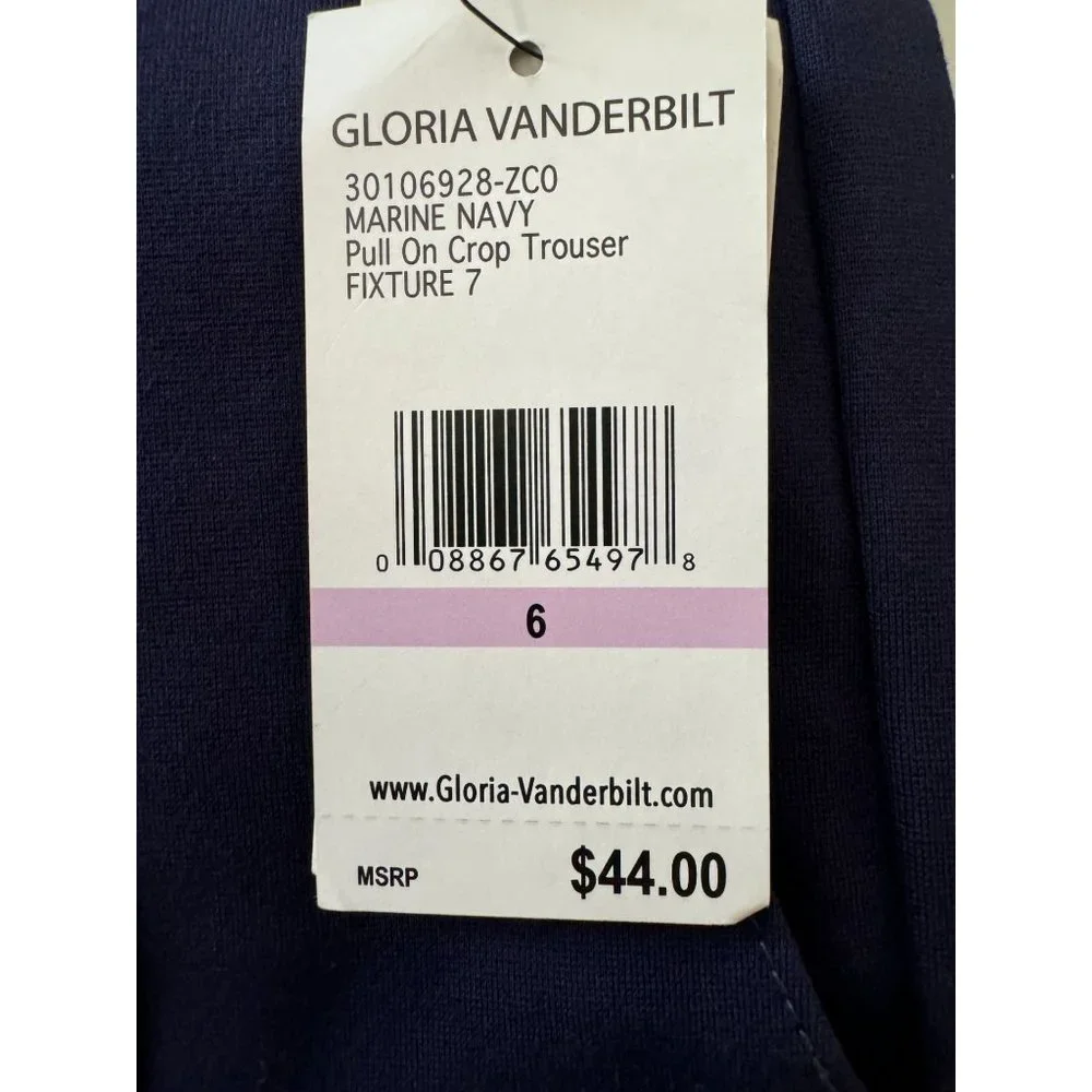 Gloria Vanderbilt NWT Sz 6 Marine Navy Pull On Crop Trouser - Picture 5 of 12